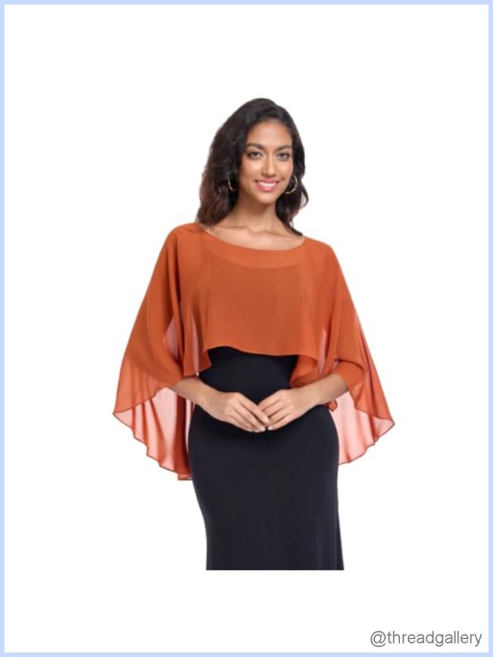 Sheer Chiffon Shawl Wrap Capelet for Evening Dresses
